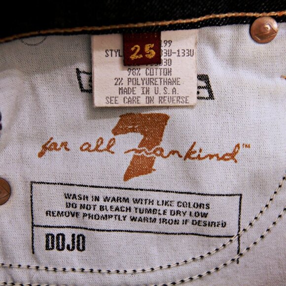 7 For All Mankind Dojo Distress Fray Hems High Waist Flare Jeans Black Women 25 - Picture 6 of 7